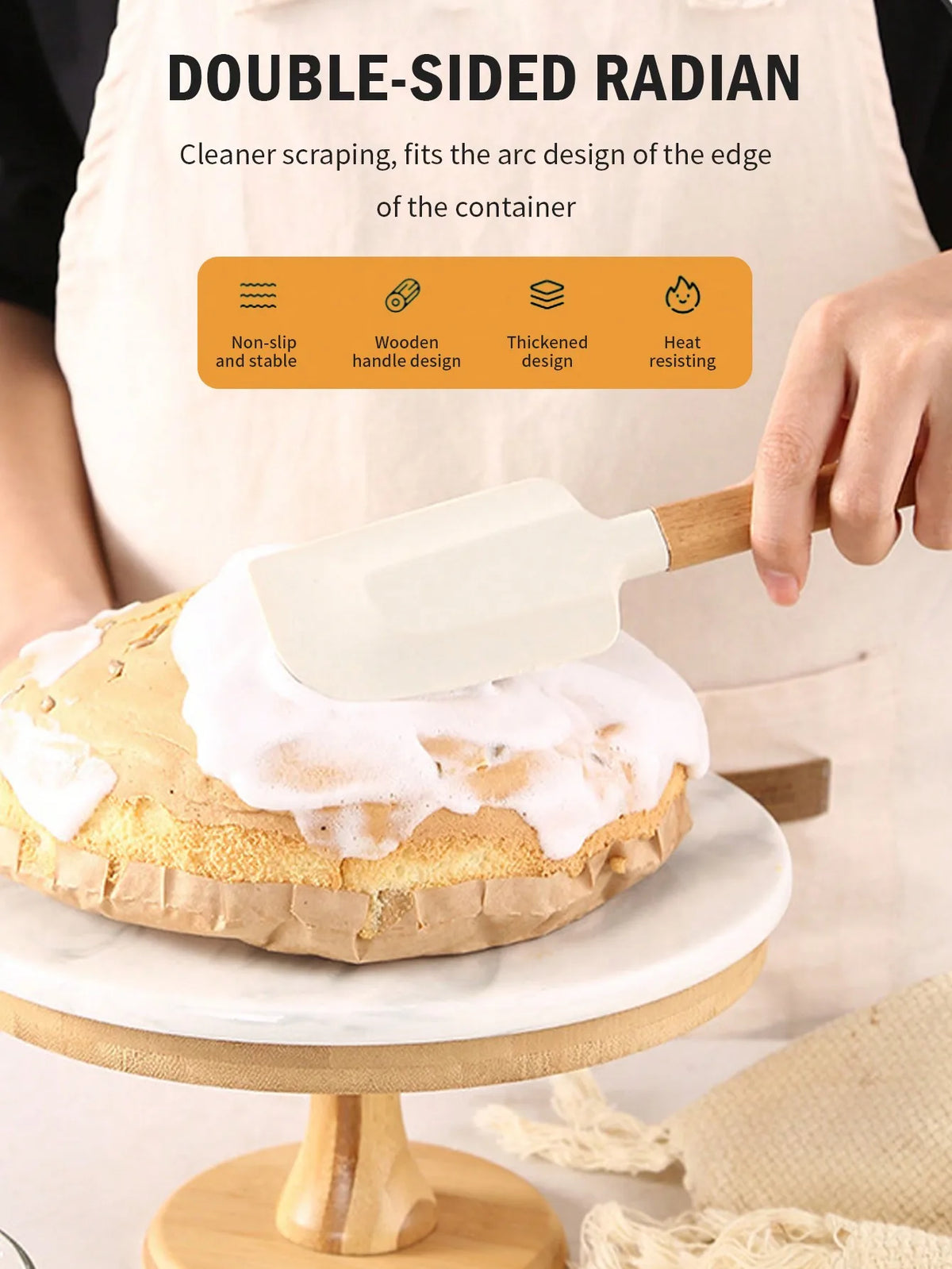 Silicone Scraper Spatula Food Grade Heat Resistant Baking