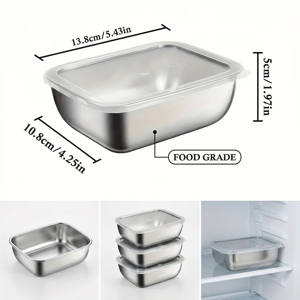 5pcs Stainless Steel Food Storage Containers Stackable Meal