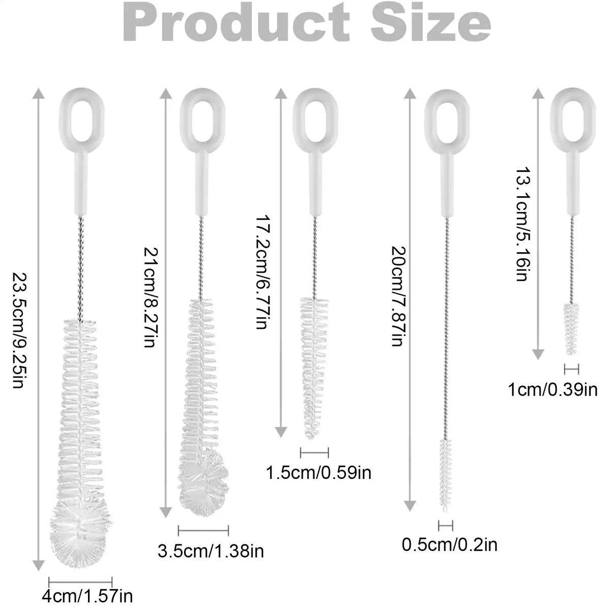 5pcs/Set Bottle Cleaning Brushes Water Bottle Brush Flexible