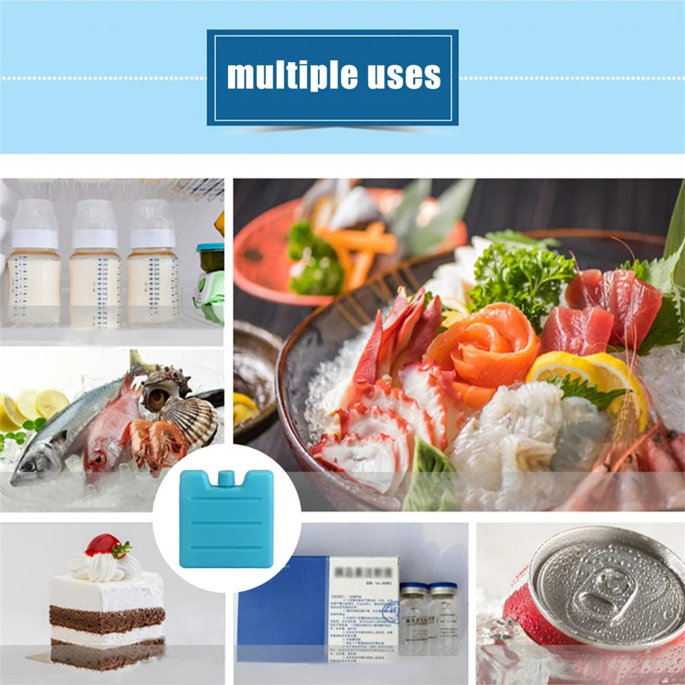 1/8pc Reusable Gel Ice Blocks Cooler Bag Stackable