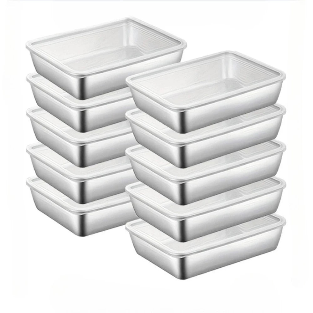 10pcs Stainless Steel Food Storage Container Meal Prep