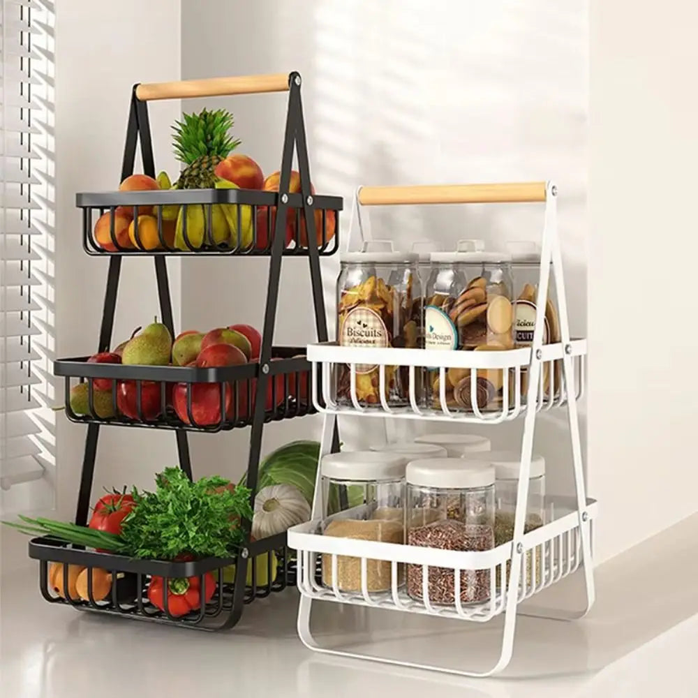 2-Tier Design Fruit Basket 3-Tiers Design Versatile Organizer