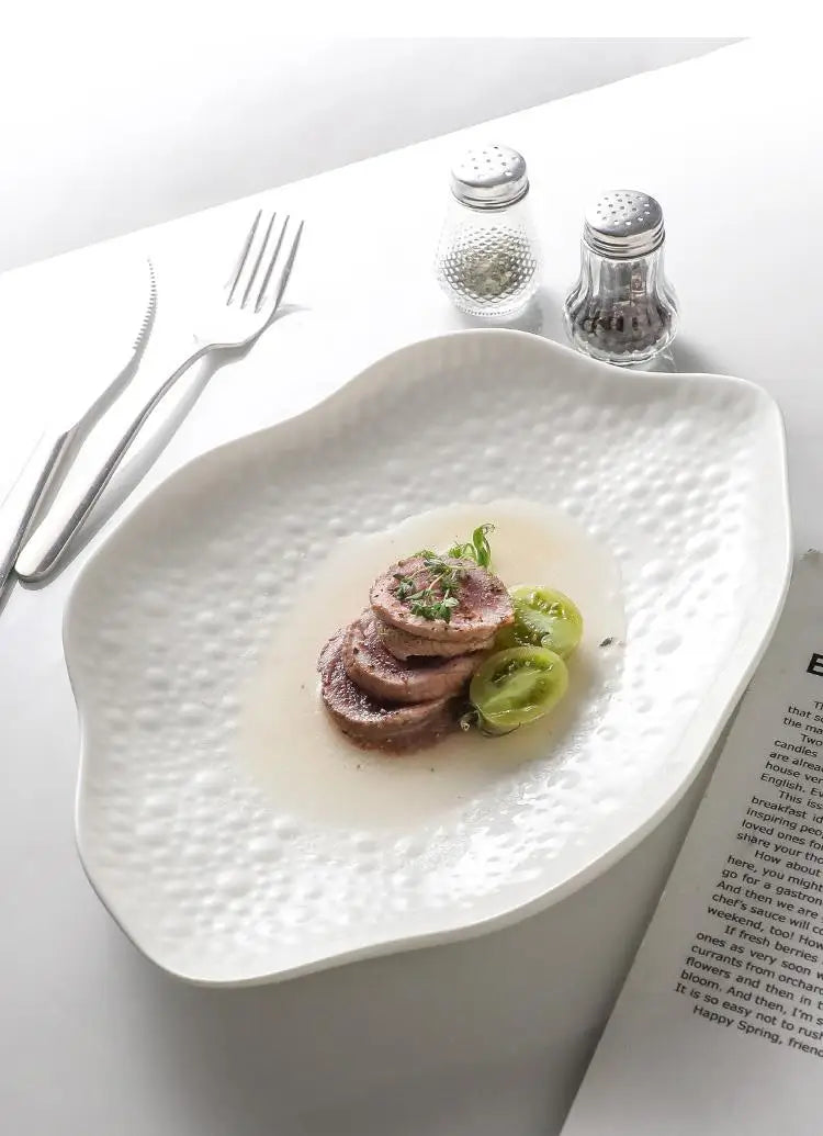 Ceramic Cooking Dishes Pasta Steak Plates Irregular Shape