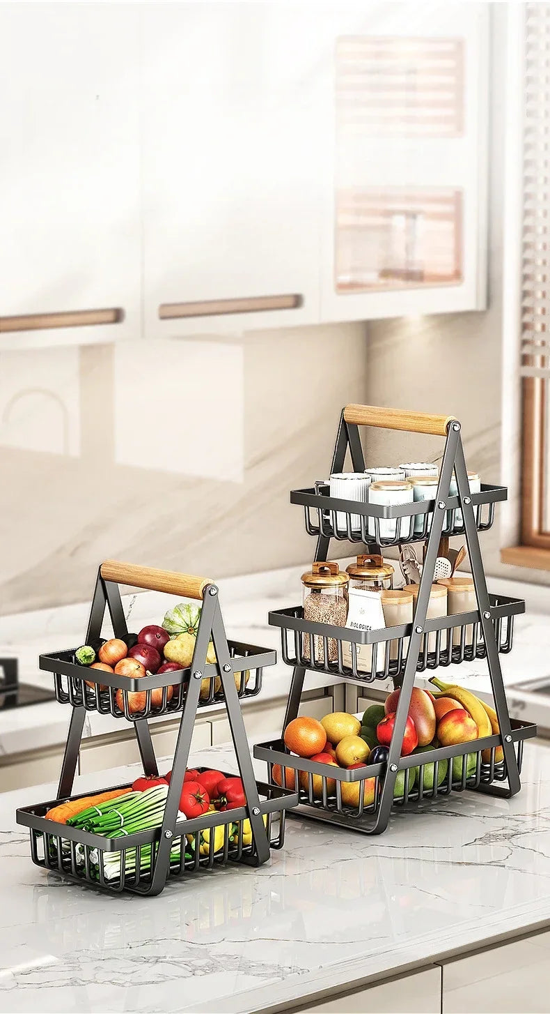 2/3 Tiers Countertop Fruit Basket Fruit Bowle Basket