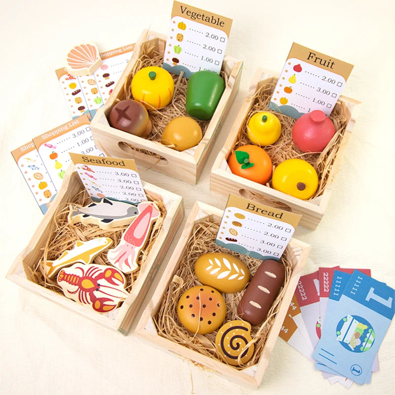Wooden Pretend Play Toys Cutting Food Fruit Vegetable