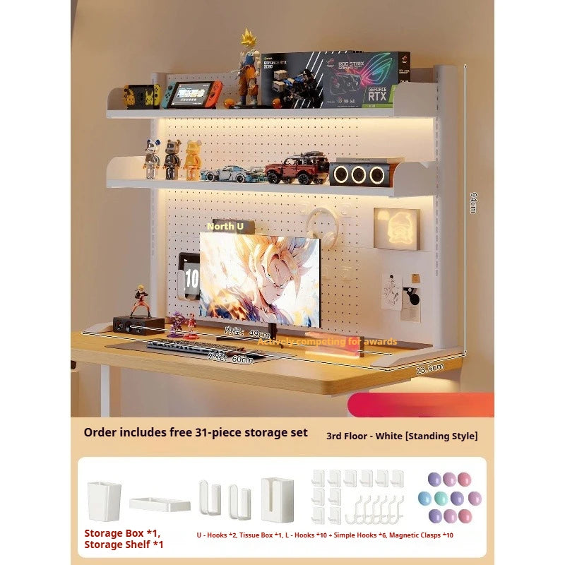 Clamp On Desk Shelf Pegboard Adjustable 2/3 Tier