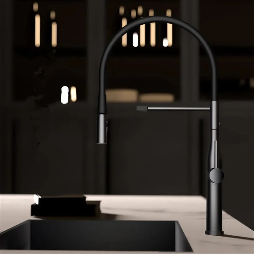 Brushed Gold Pull Out Faucet Gray Pull Out