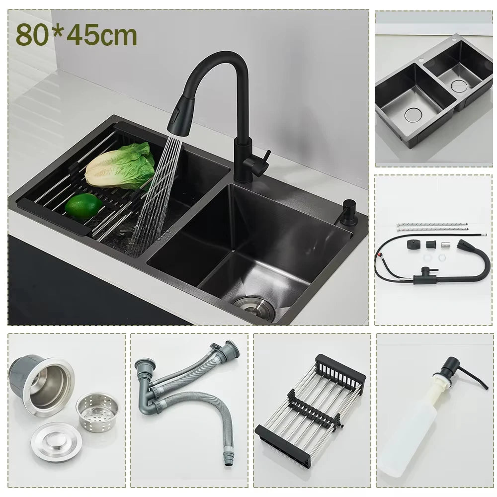 Stainless Steel Sink Large Integrated Faucet Sink Dish