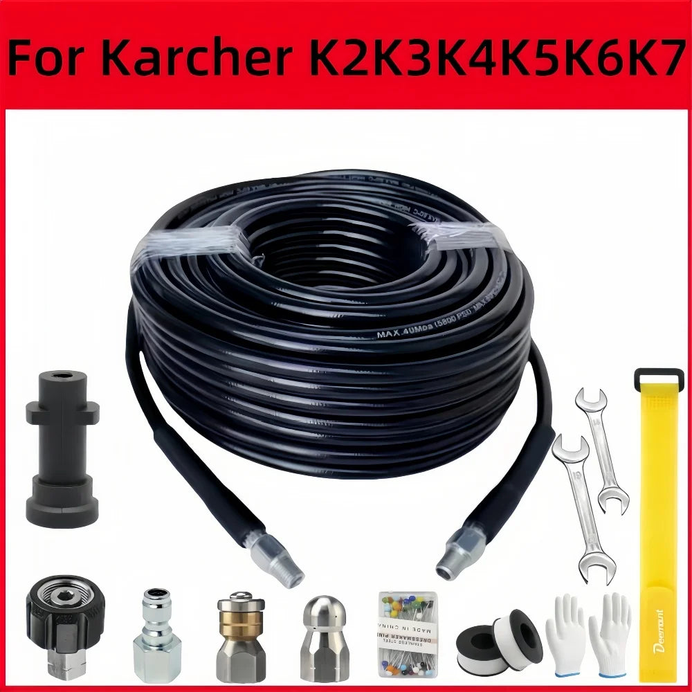 5m-50m Sewer Drainage Cleaning Hose Pipe Cleaning Kit
