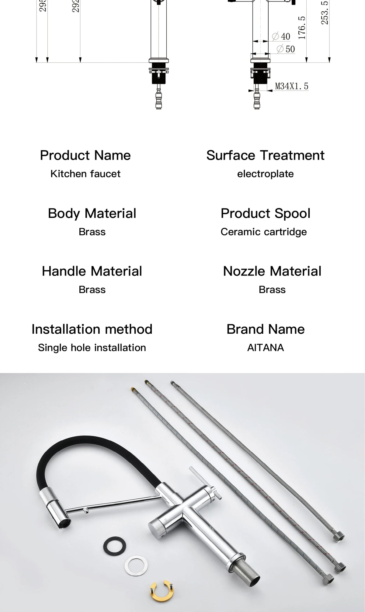 Aitana Brushed Rose Gold Pull-Out Faucet Luxury Drinking