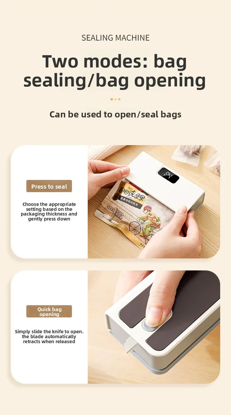Compact In Rechargeable Bag Sealer Heat Seal Cutter