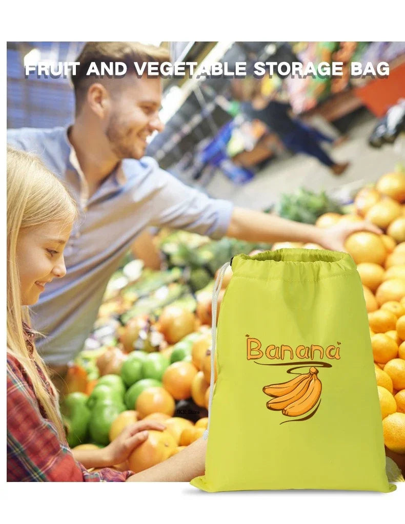 Reusable Banana Freshness Storage Bag Aluminum Foil Drawstring
