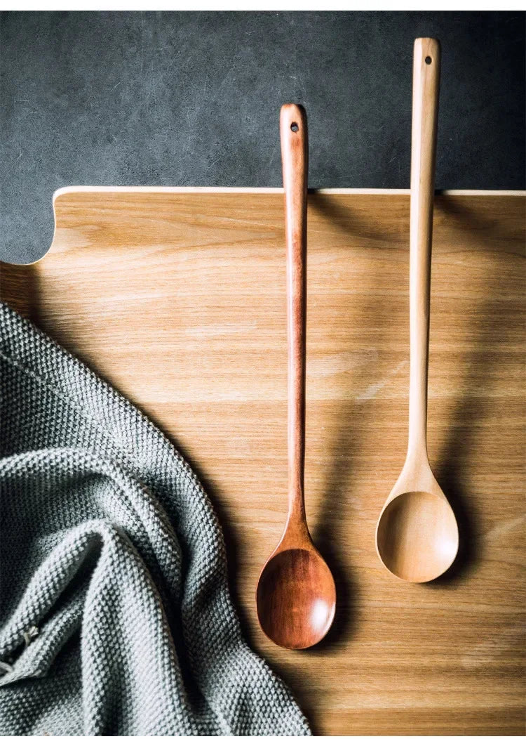Long Wooden Teaspoons Cooking Utensils Soup Tea Honey