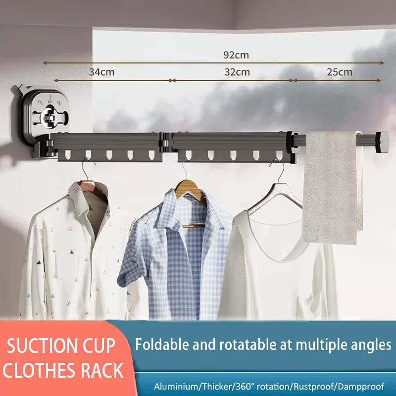 Foldable Clothes Drying Rack Non-Porous Suction Cup Stainless