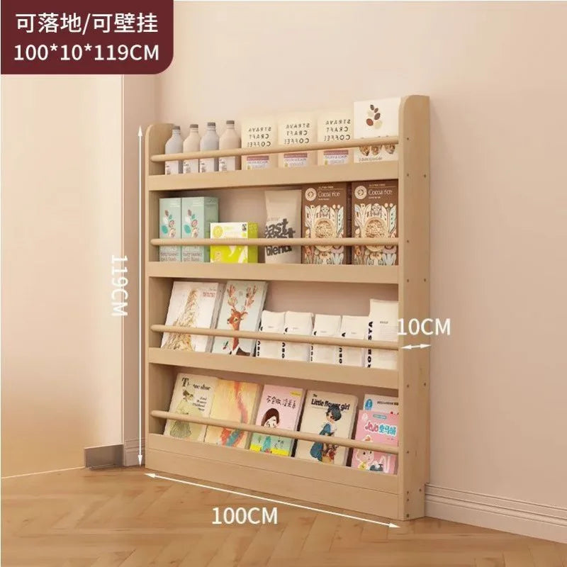 Corner Storage Rack Ultra-Thin Solid Wood Floor-Standing Bookcase