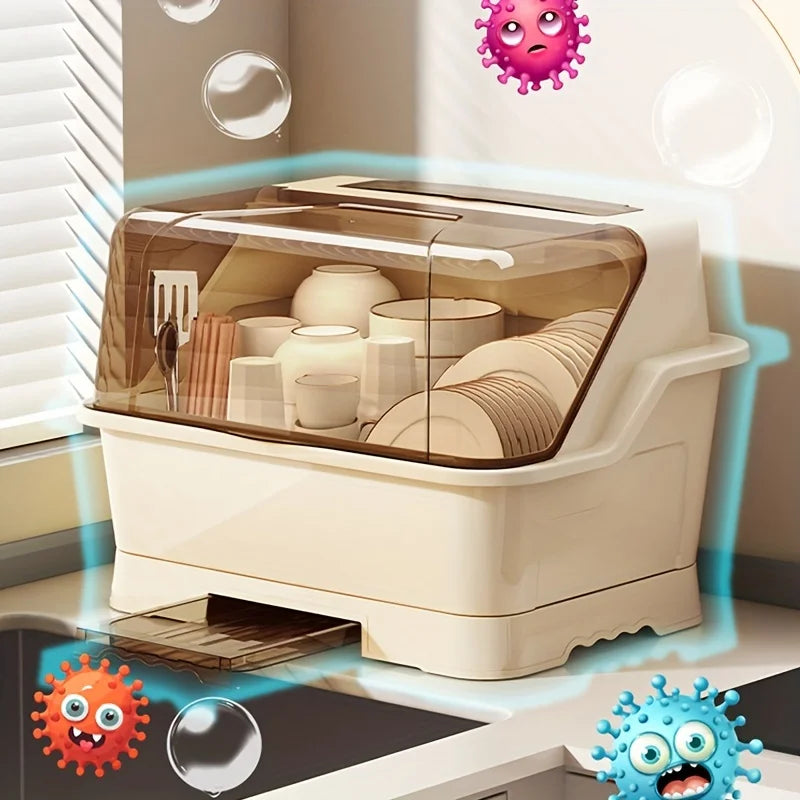 Dish Rack Lid - Space-Saving Dust-Proof Storage Cabinet