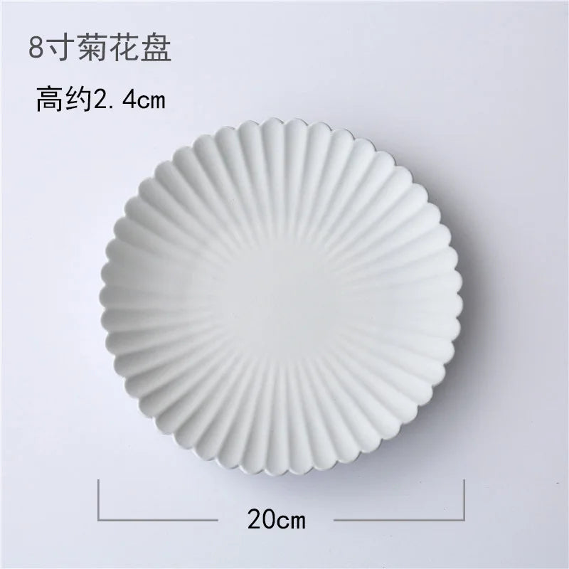 Japanese Style Chrysanthemum Ceramic Dinner Plate Rice Salad