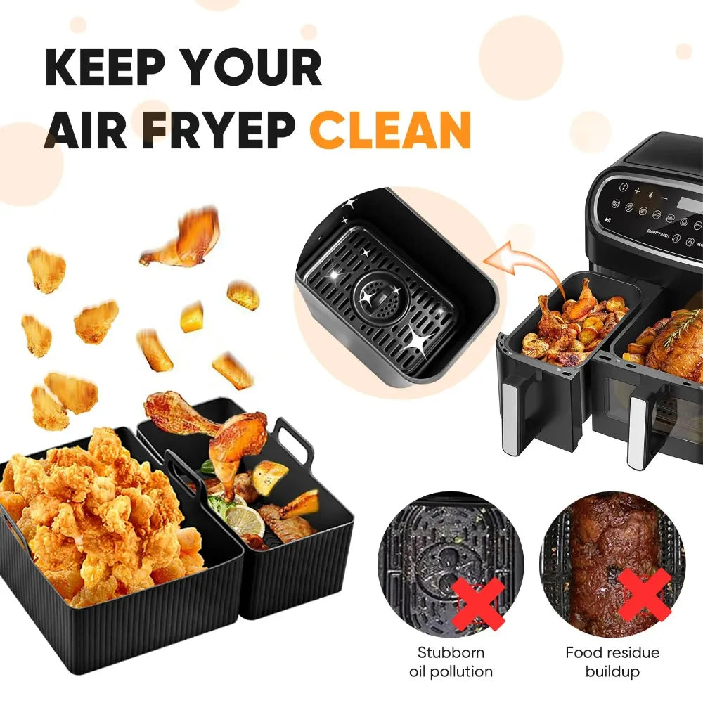 2pcs/Set Silicone Air Fryer Mat Airfryer Baking Pan
