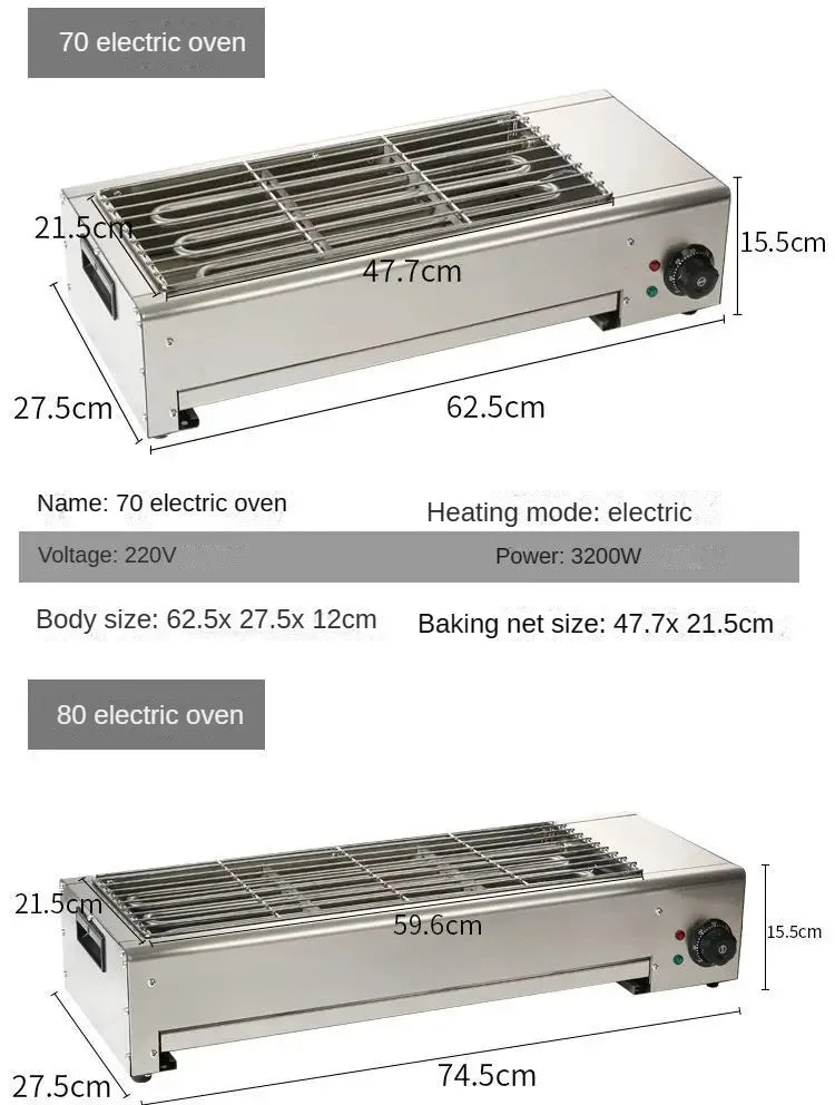 Electric Barbecue Grill Commercial Smoke-Free Indoor Stainless