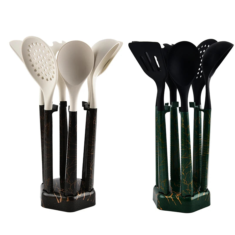 7pcs Silicone Cooking Utensils Non-Stick Cookware Black Cuisine