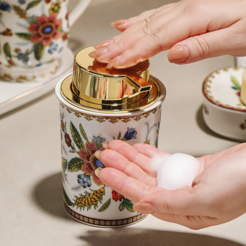 French Vintage Floral Ceramic Bathroom Toilet Foam Lotion
