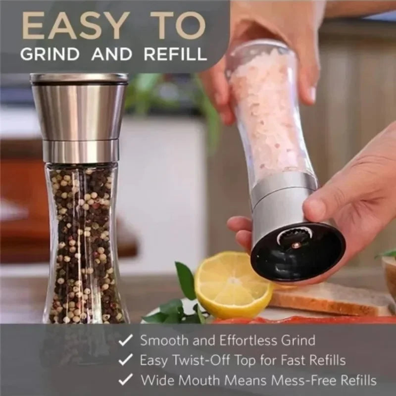 180/200ml Pepper Grinder Stainless Steel Glass Spice Bottle