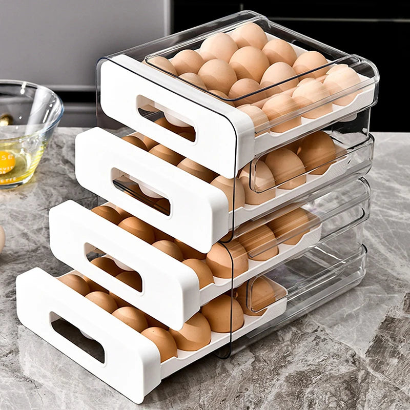 2-Layer Stackable Refrigerator Egg Organizer Clear Plastic Egg