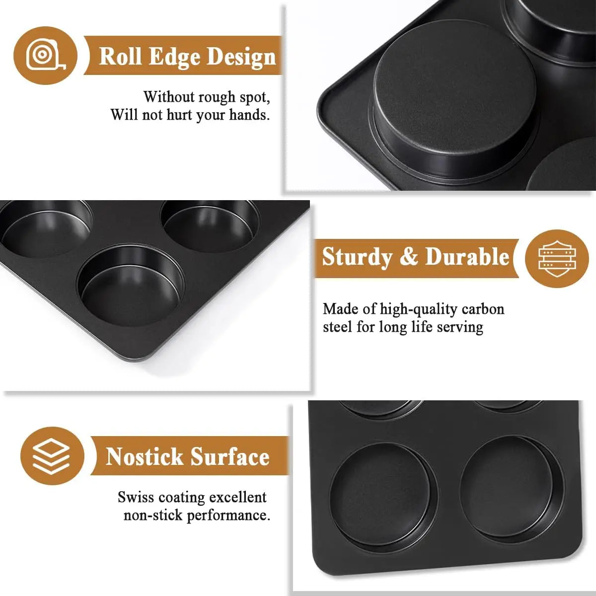 6-Cavity Mini Round Hamburger Baking Pan Sandwich Bread