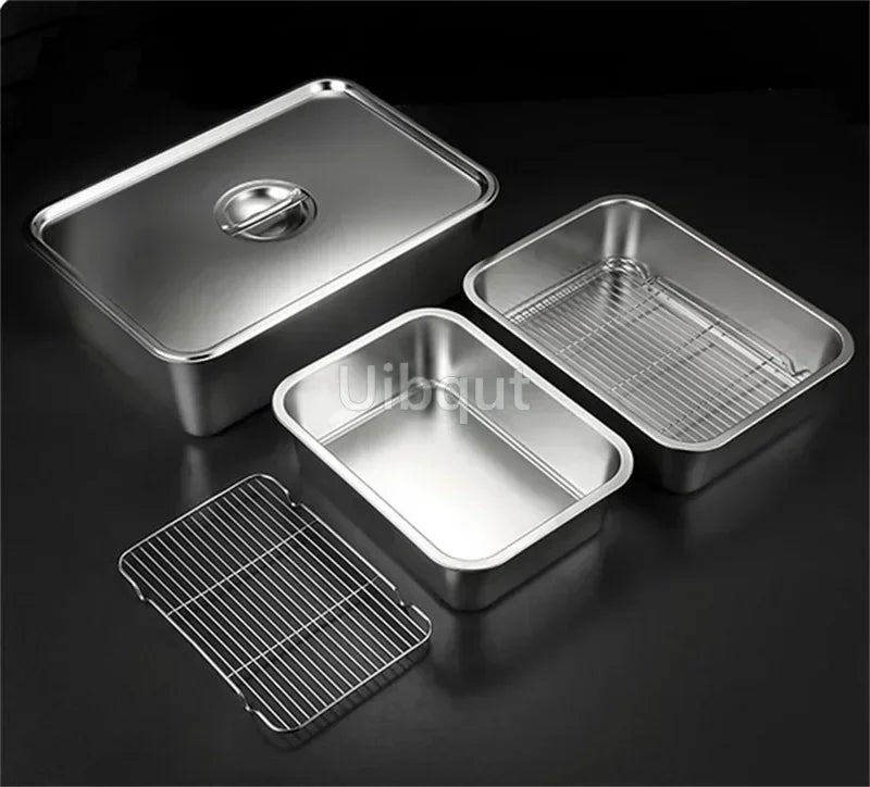 Thicken Stainless Steel Serving Tray Lid Rectangle Metal