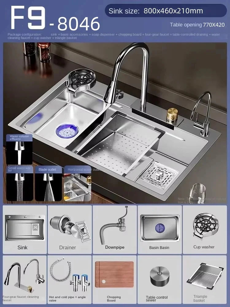 Nano 304 Stainless Steel Sink Waterfall Large Slot