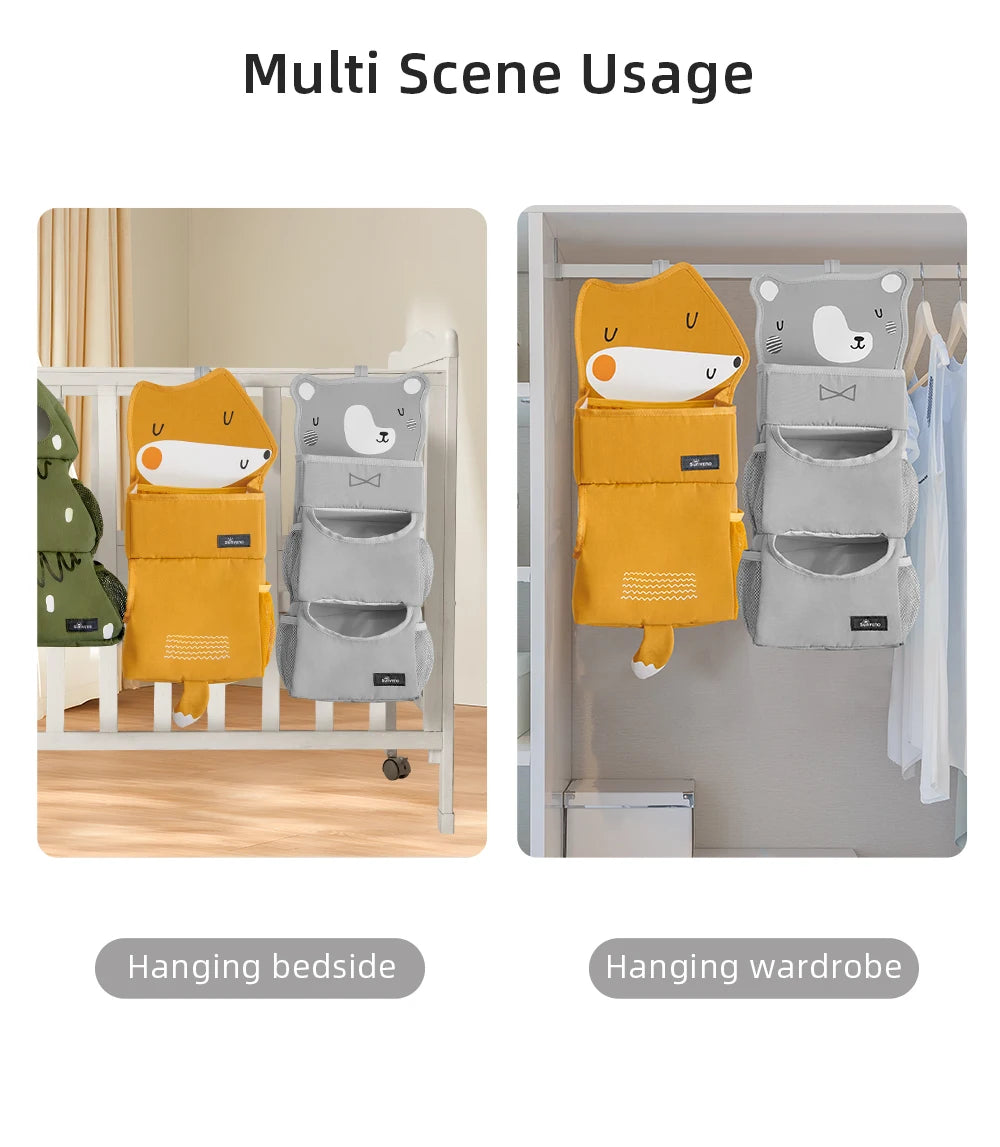 Sunveno Cartoon Baby Crib Hanging Storage Bag Multi-Functional