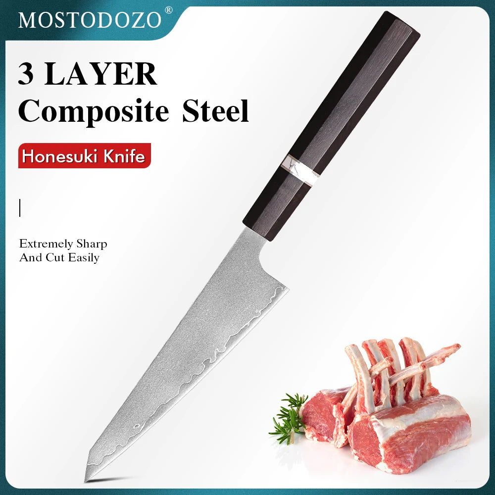 Mostodozo Honesuki Chef Knife Japanese Handmade Composite Steel