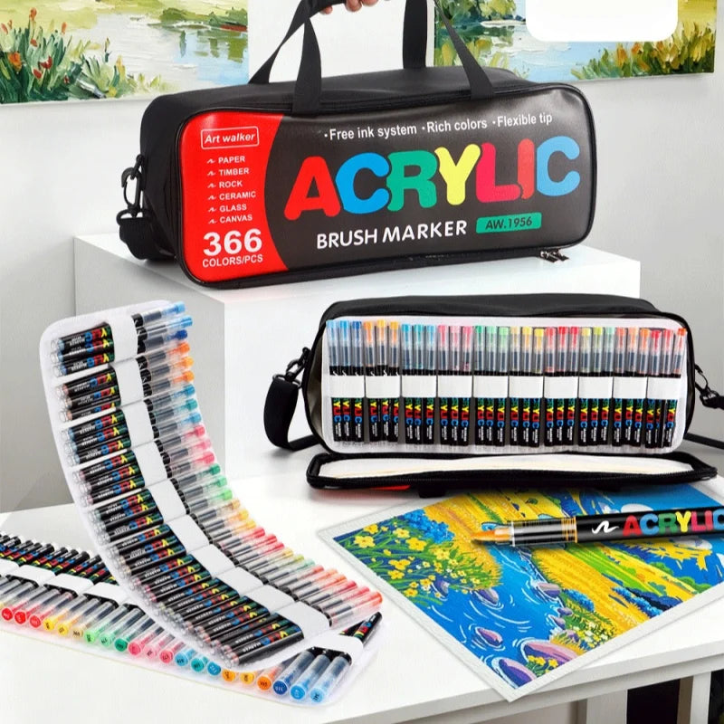 288/366colors Acrylic Painting Marker Waterproof Acrylic Brush