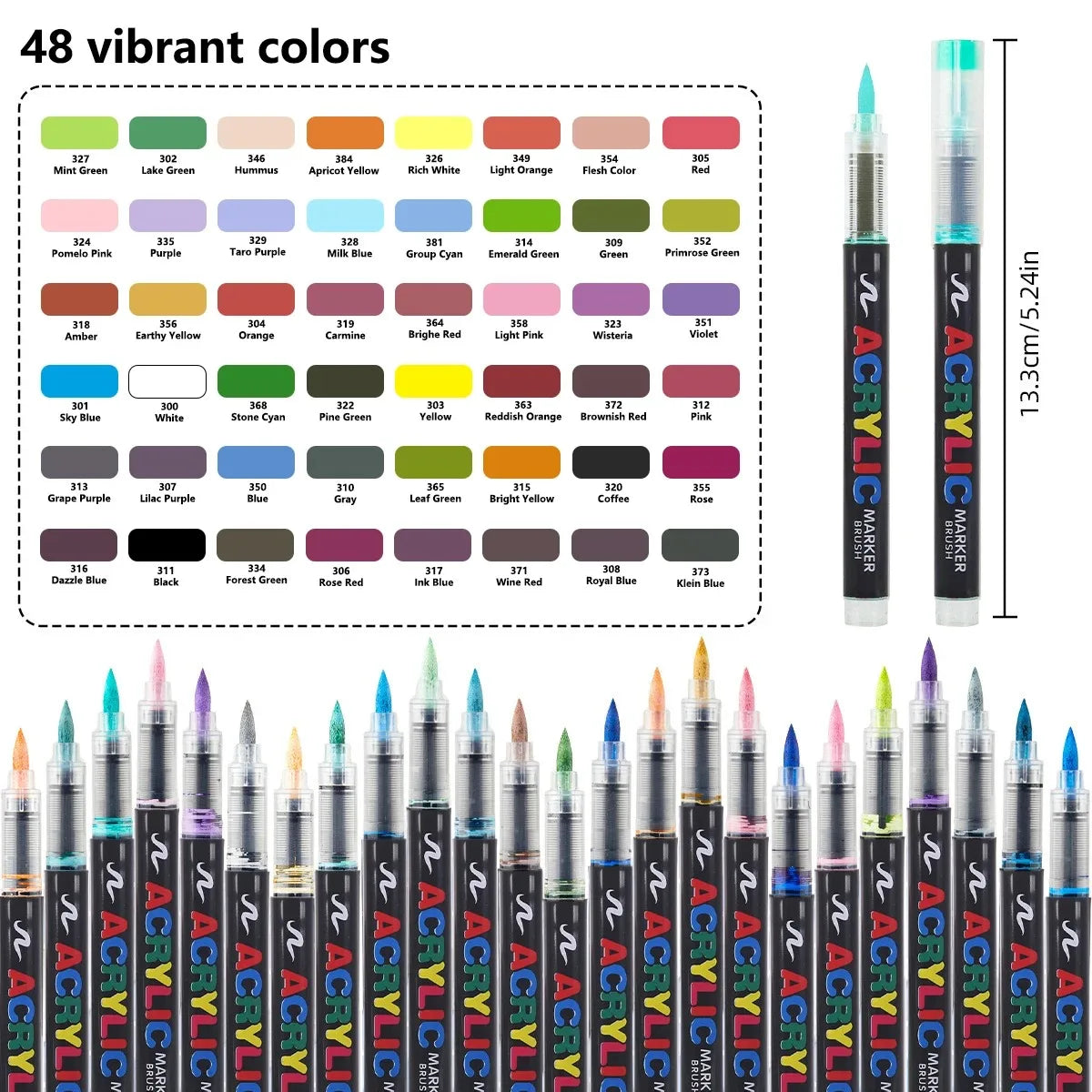 12-366 Colors Acrylic Marker Waterproof Acrylic Brush Marker