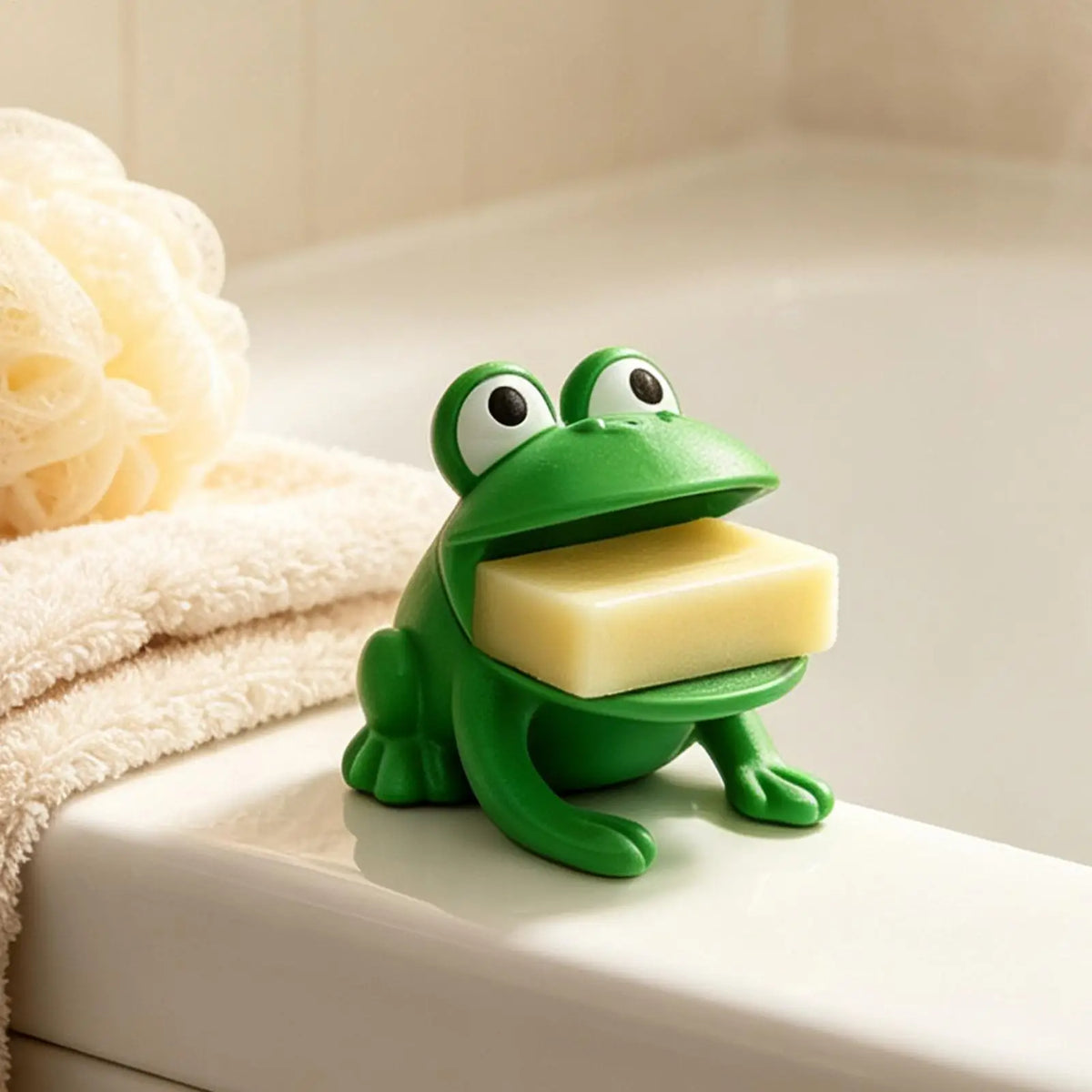 Frog-Shaped Sponge Dishwashing Brush Holder Drainage Holes