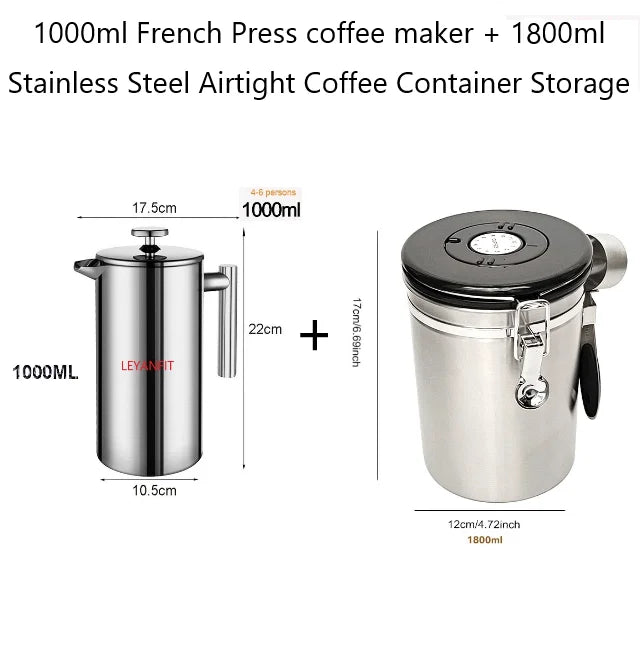5l Coffee Maker French Press Stainless Steel Espresso