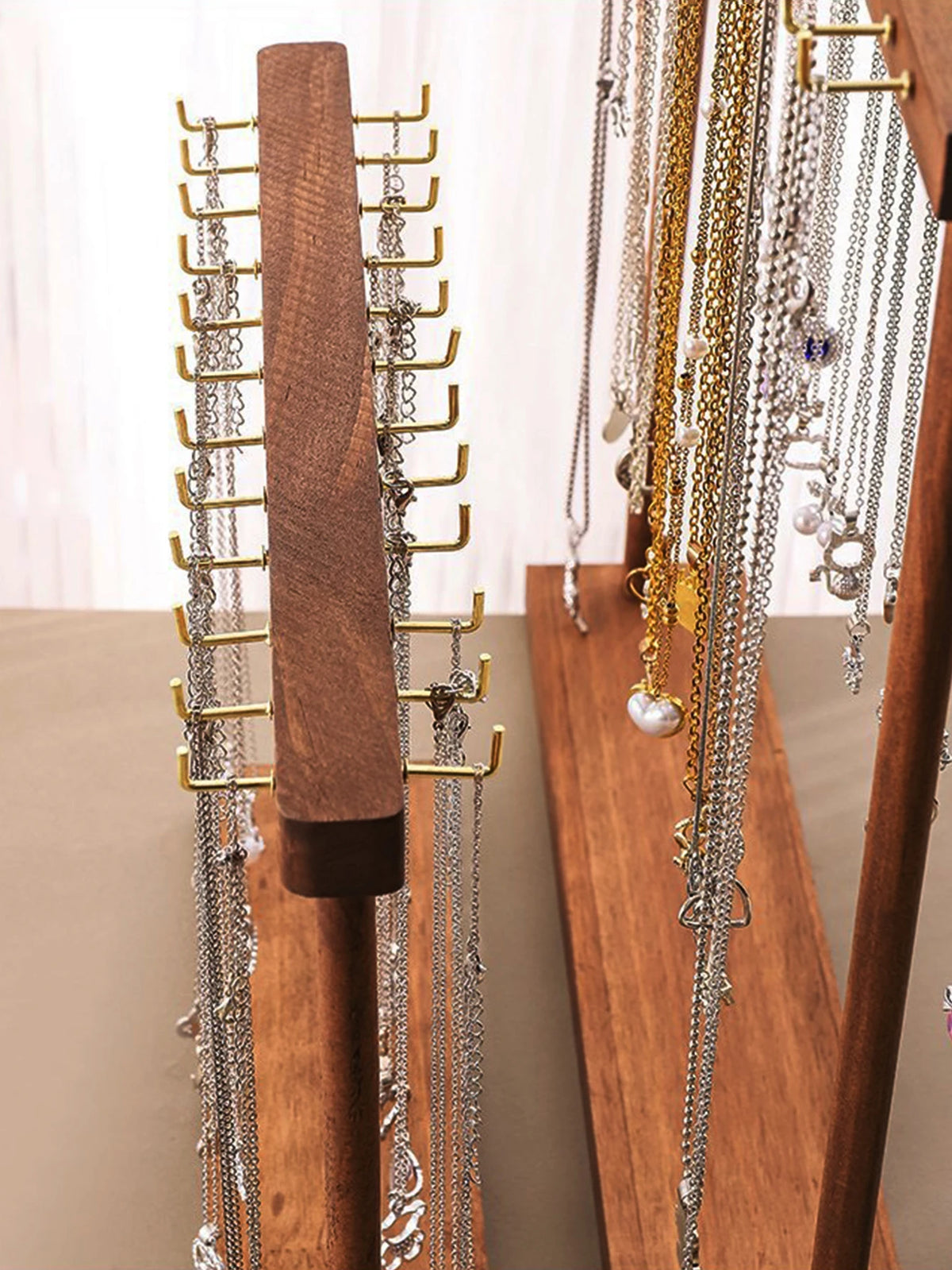 Jewelry Organizer Display Stand Solid Wood Necklace Hanging
