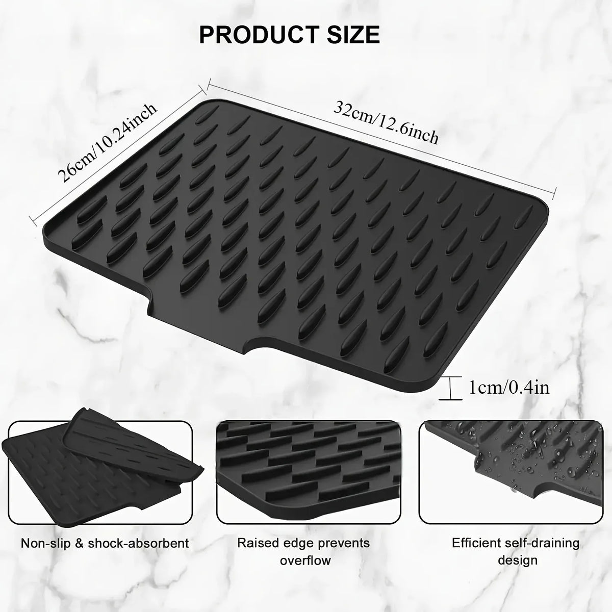Silicone Drain Mat Built-In Drainage Design Easy To