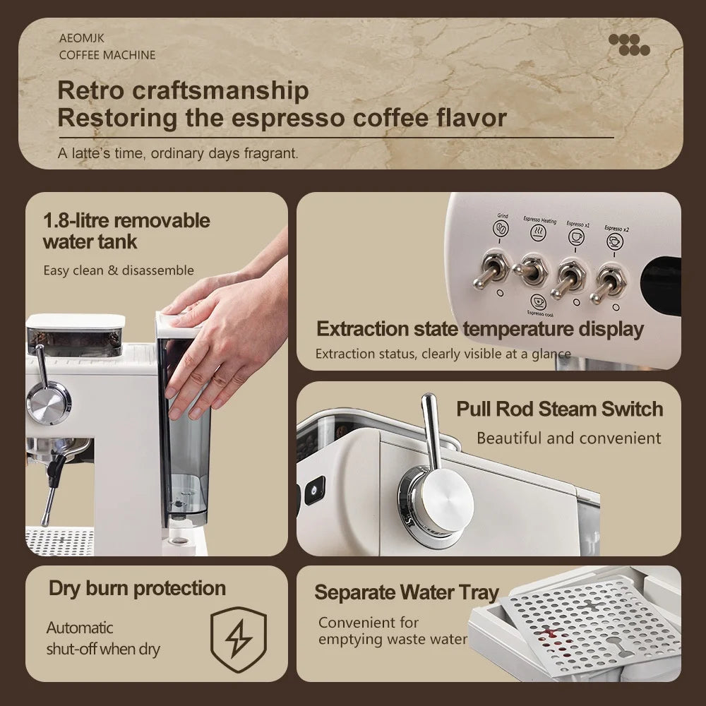 Semi-Automatic Espresso Machine Built-In Grinder & Cold Dual