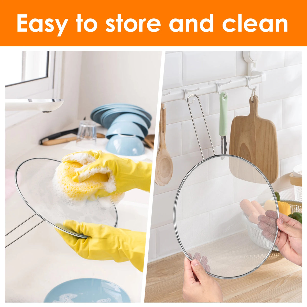 3pcs Stainless Steel Anti Splatter Guard Oil Net