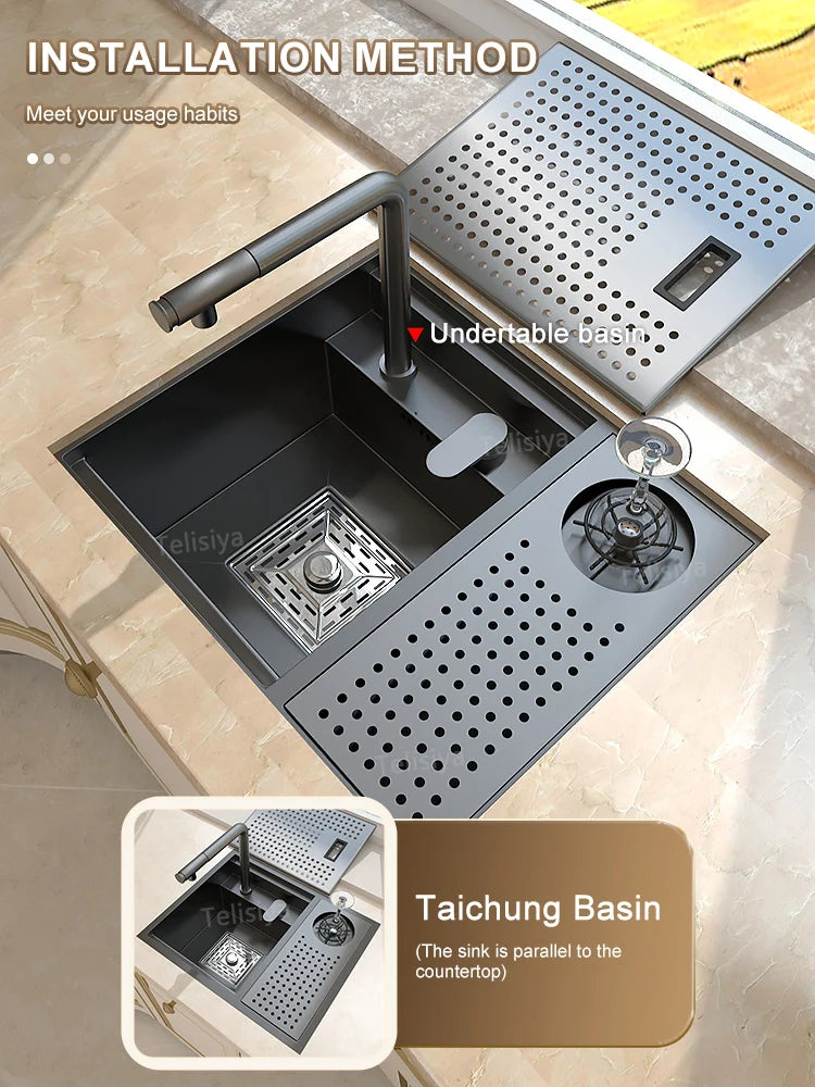 Hidden Bar Apartment Stainless Steel Sink Hand Wash