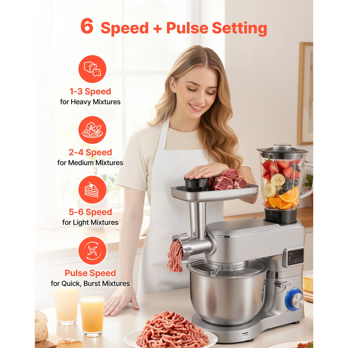Succebuy 7/6/7 8l Stand Mixe Electric Mixer 1500w