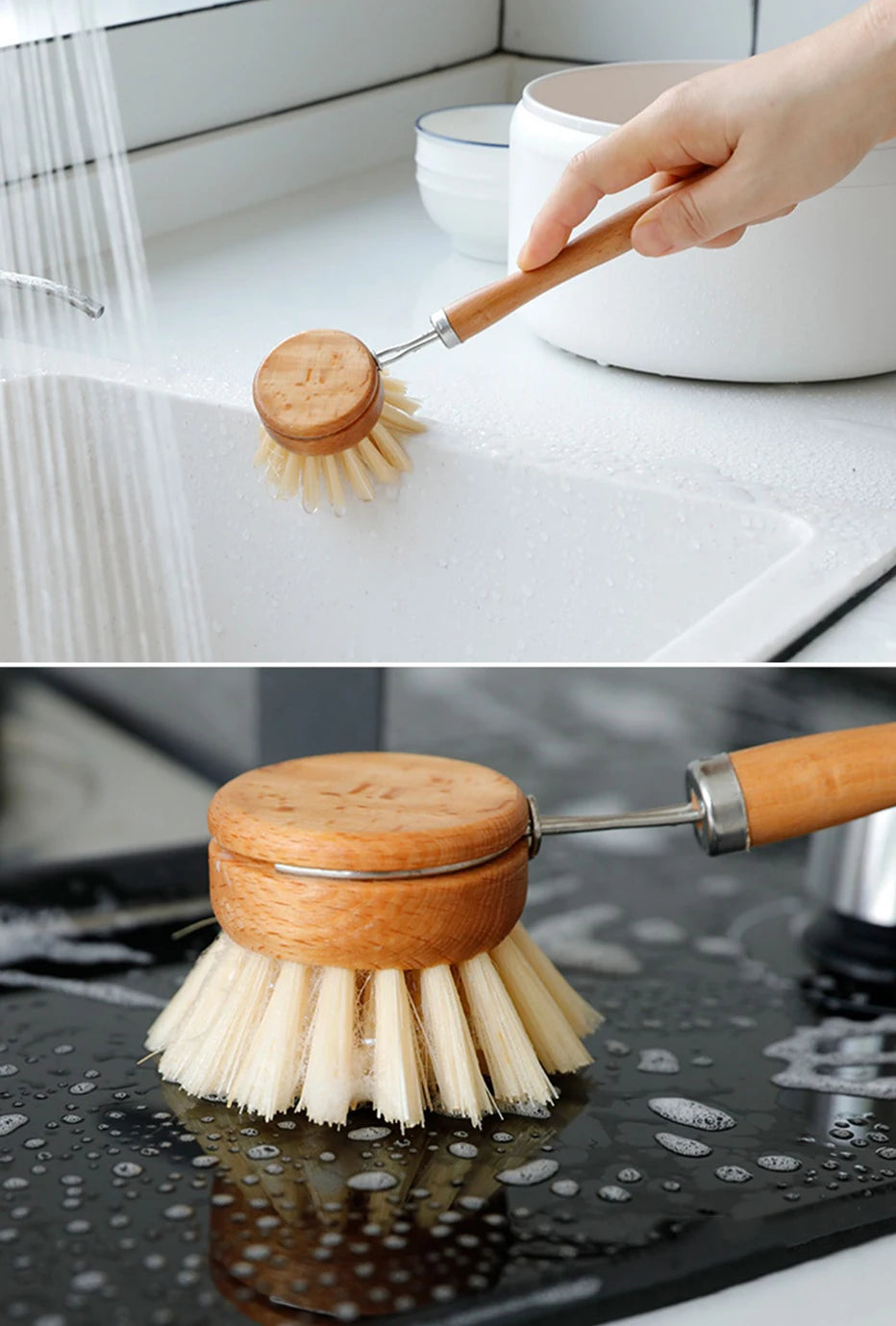 Bamboo Cleaning Brush Natural Dishes Pots Pans Sink