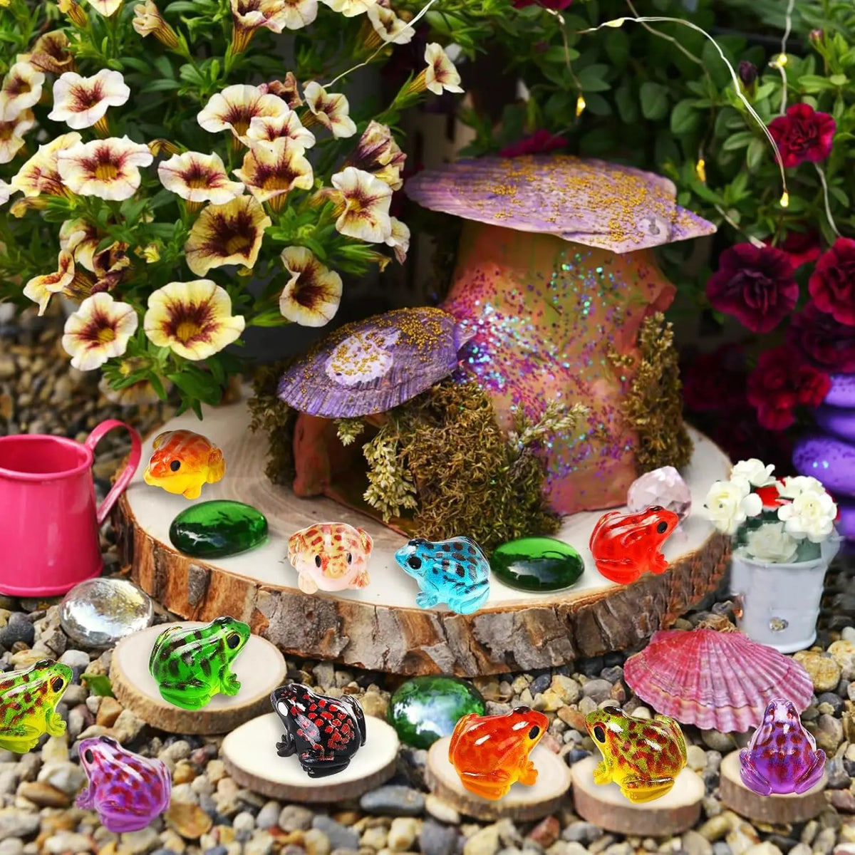 10/20pcs Luminous Mini Resin Frogs Figurines Glow In