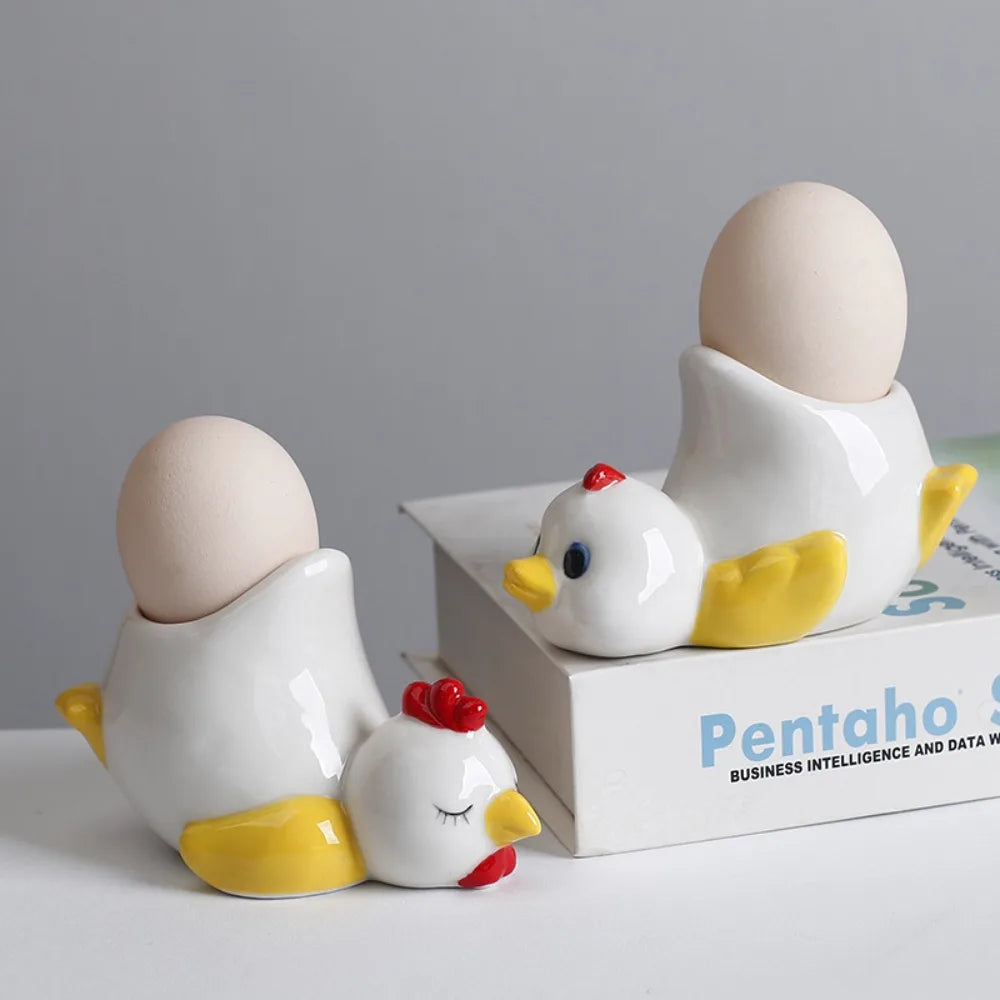 Ceramic Chicken Egg Cup Holders Funny Animal Creative