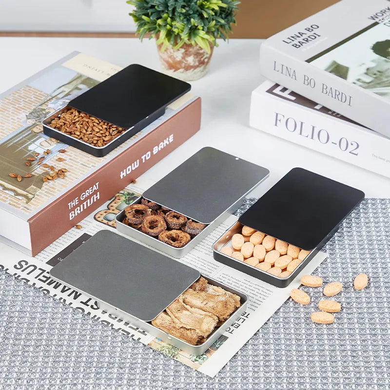 11cm Metal Rectangular Empty Tin Box Bins Jar