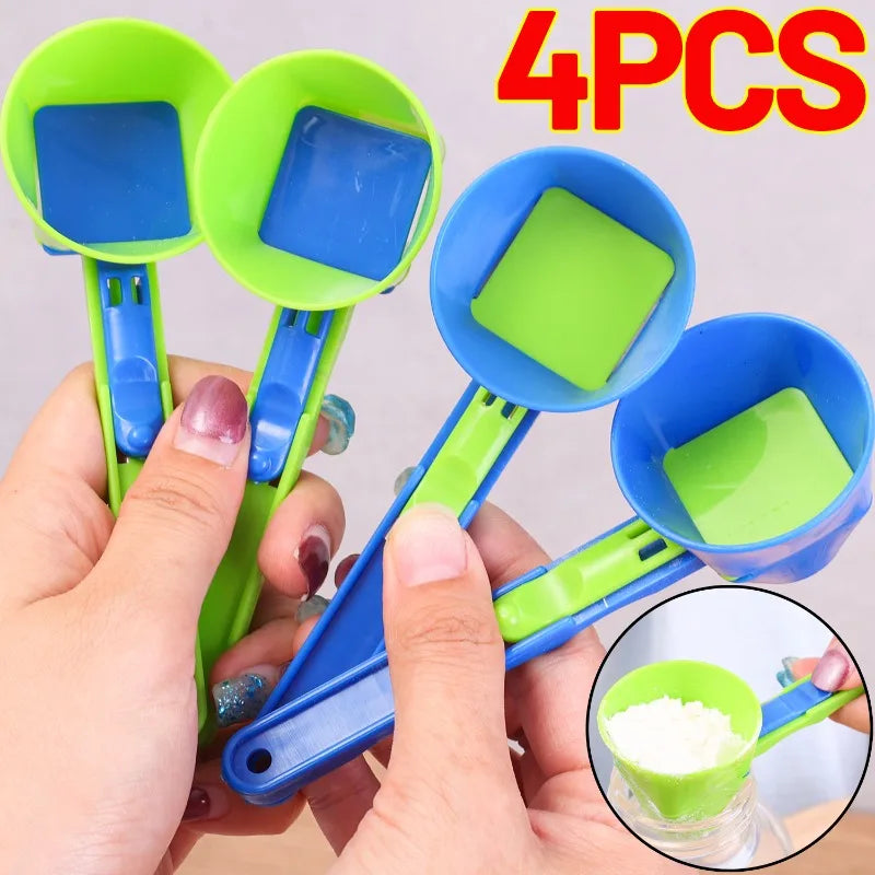 4/1pcs Creative Protein Powder Sliding Spoon Funnel Spoons