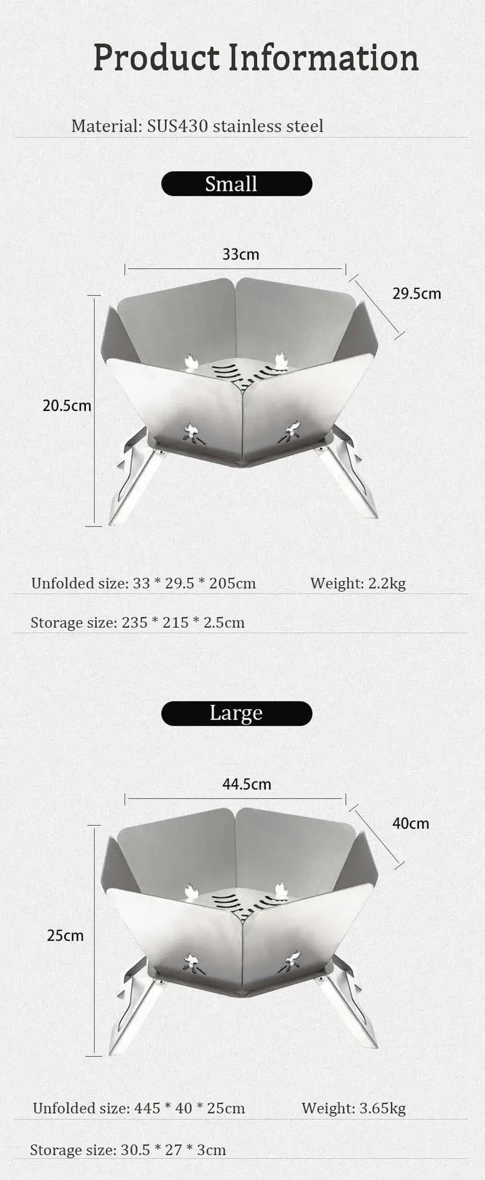 Campfire Pit Camping Wood Charcoal Bonfire Stove Stainless