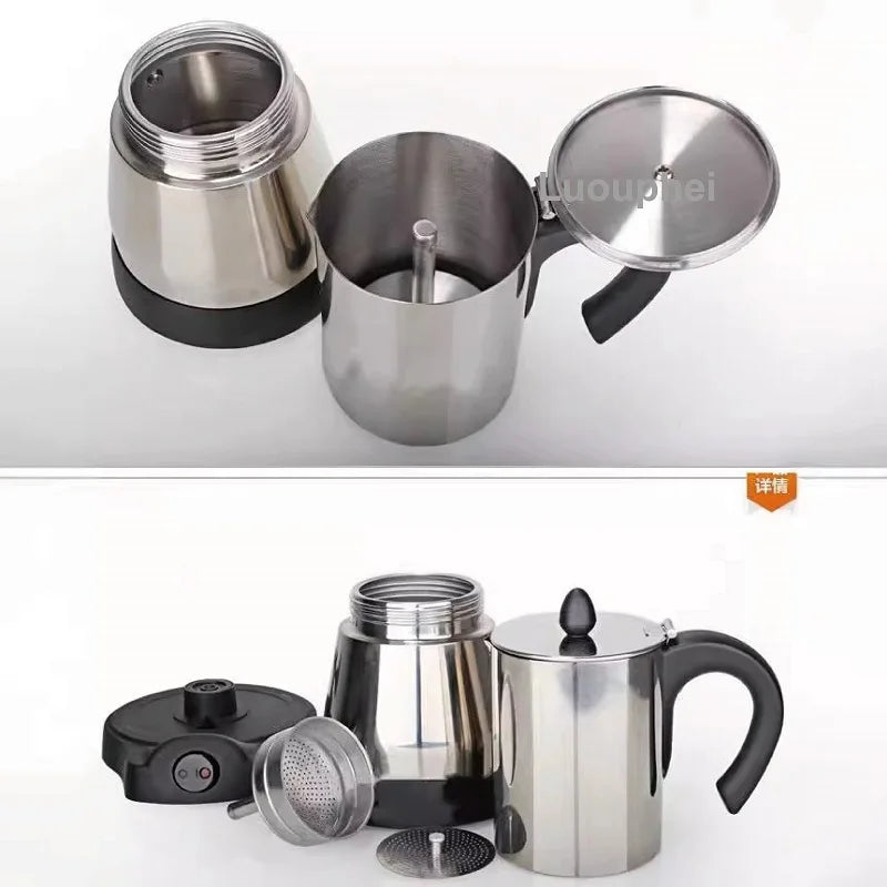 150ml/300ml Electric Coffee Maker Cups 3/6cups Stainless Steel