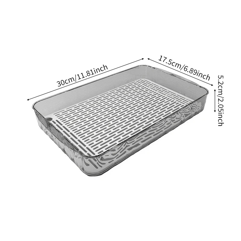 Double-Layer Rectangle Plastic Dish Drainer Fruit Dryer Tray